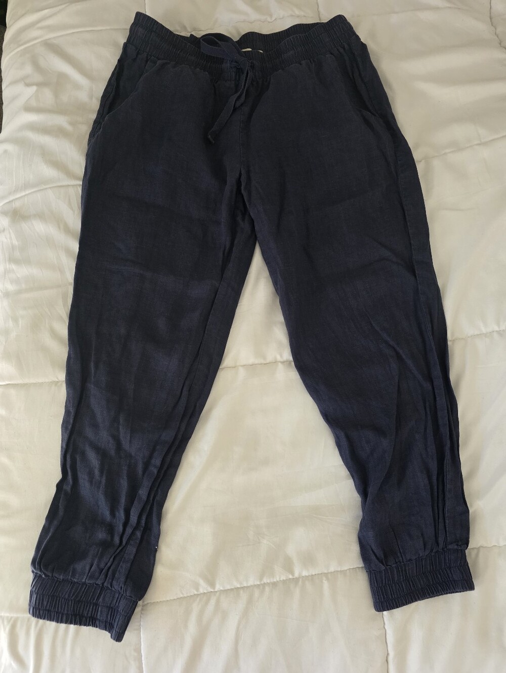 Women's Cloth & Stone Navy Linen Drawstring Jogger Pants